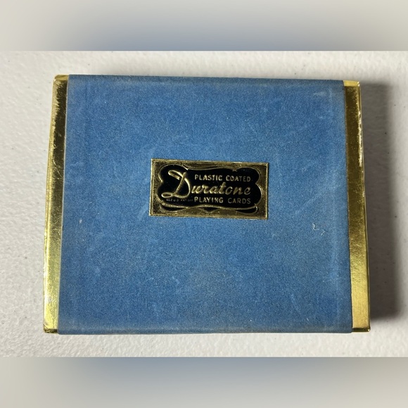 VTG 2 Decks Duratone Plastic Playing Cards Dog Puppy St Bernard Felt Box - Picture 7 of 8